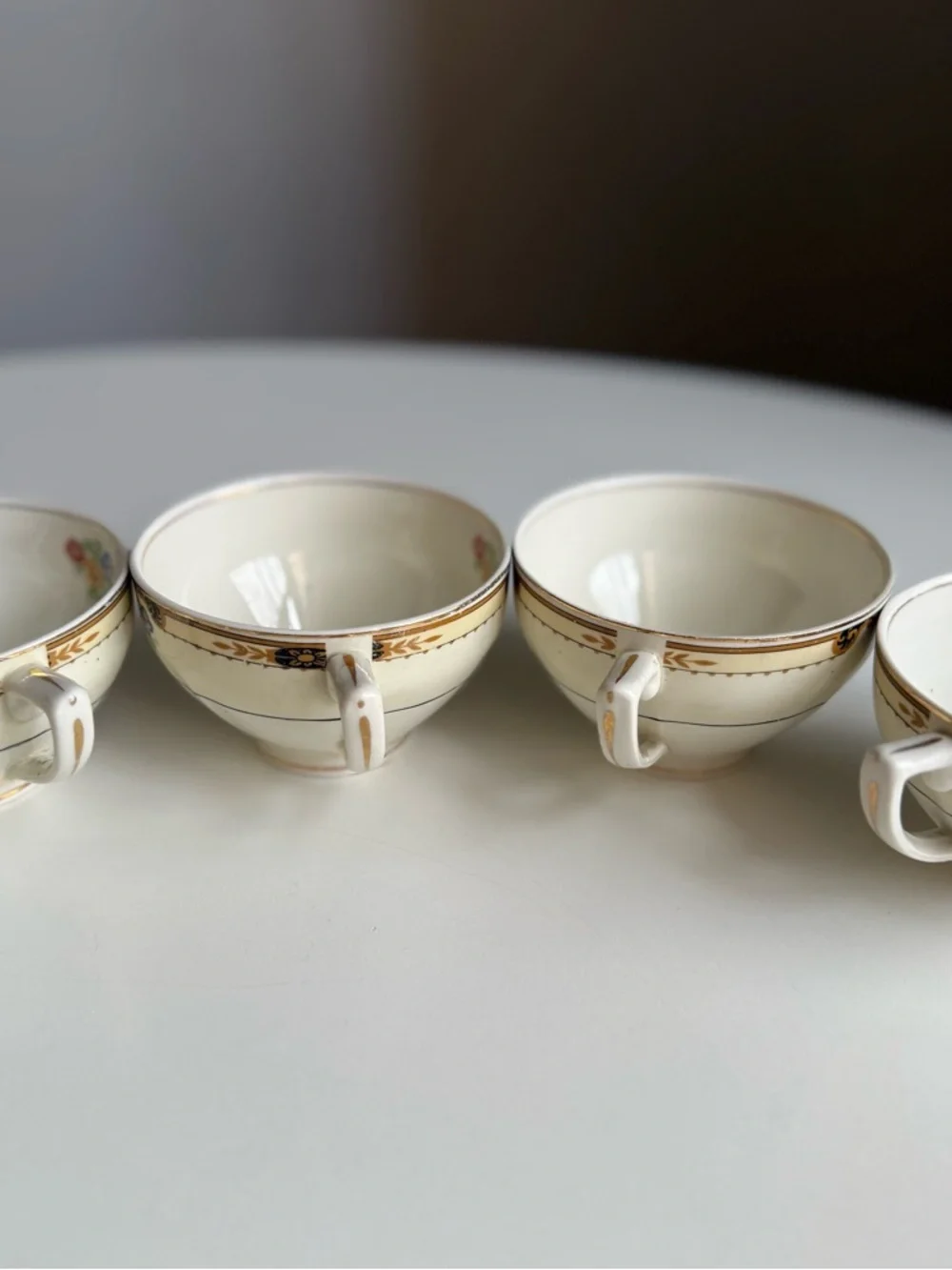 Set 8 Grindley England Vintage Teacup Gold Floral Porcelain
